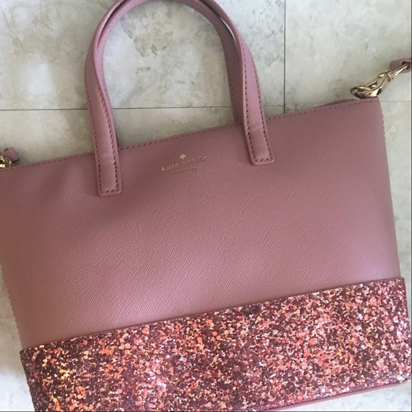 KATE SPADE Crossbody Glitter Satchel ~ Dusty Peony - Picture 7 of 8